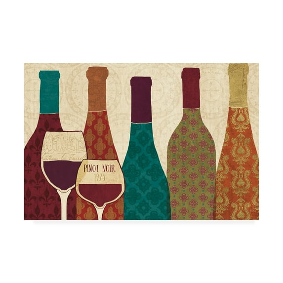 Trademark Fine Art 'Wine Collage I with Glassware' Canvas Art by Veronique Charron