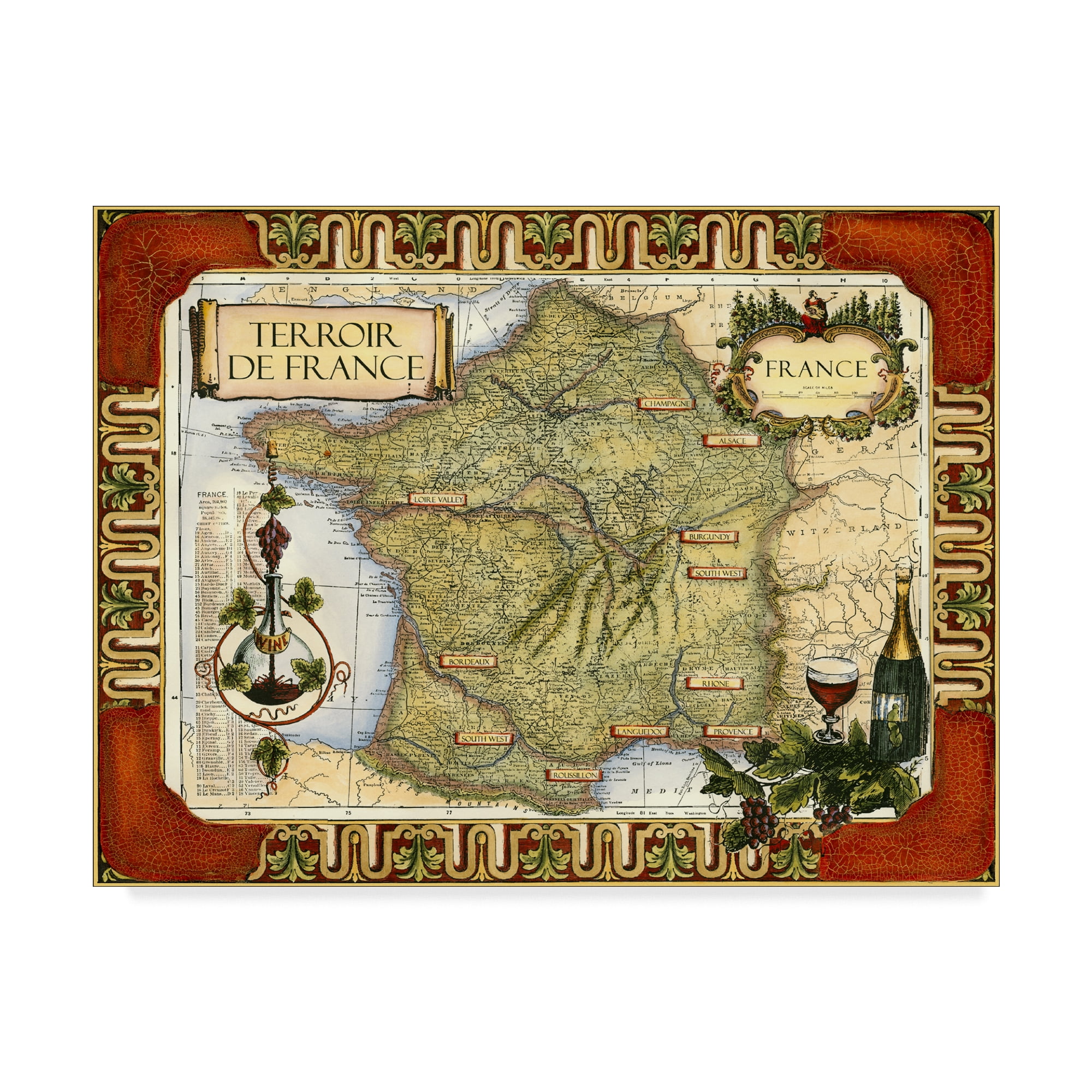 Trademark Fine Art 'Wine Map of France on CGP' Canvas Art by Unknown