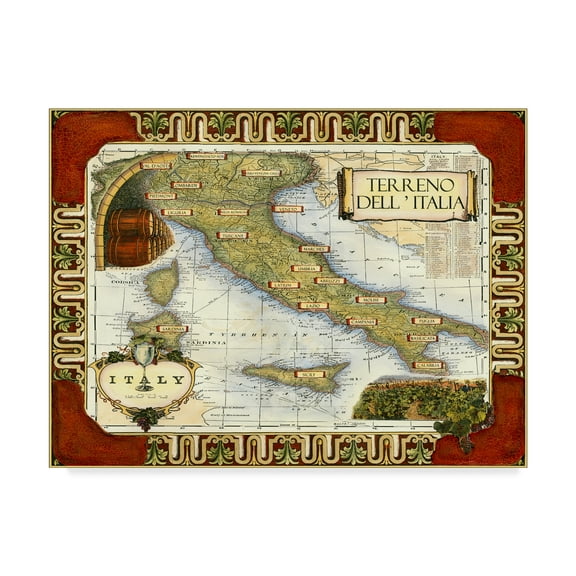Trademark Fine Art 'Wine Map of Italy on CGP' Canvas Art by Unknown