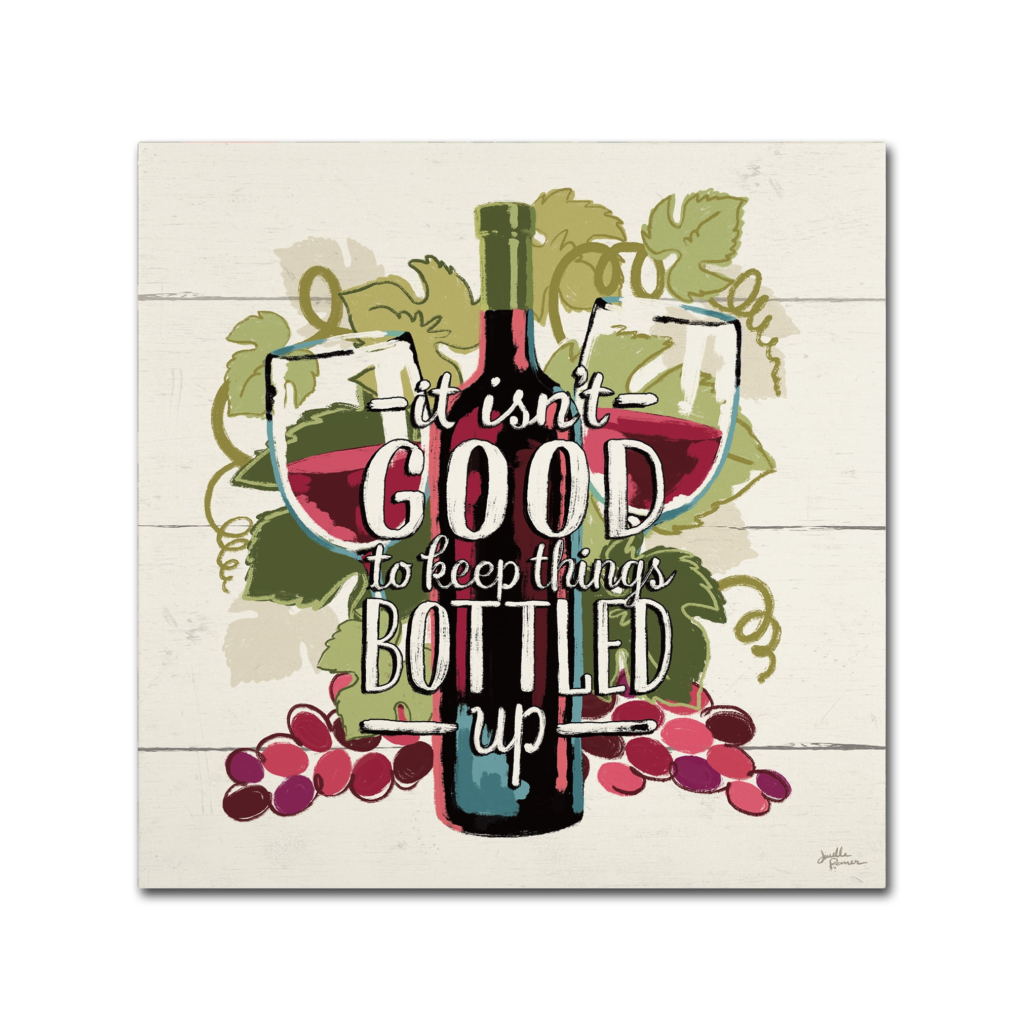 Modern Rustic Wine and Friends Canvas Art, 14 x 14 Inches