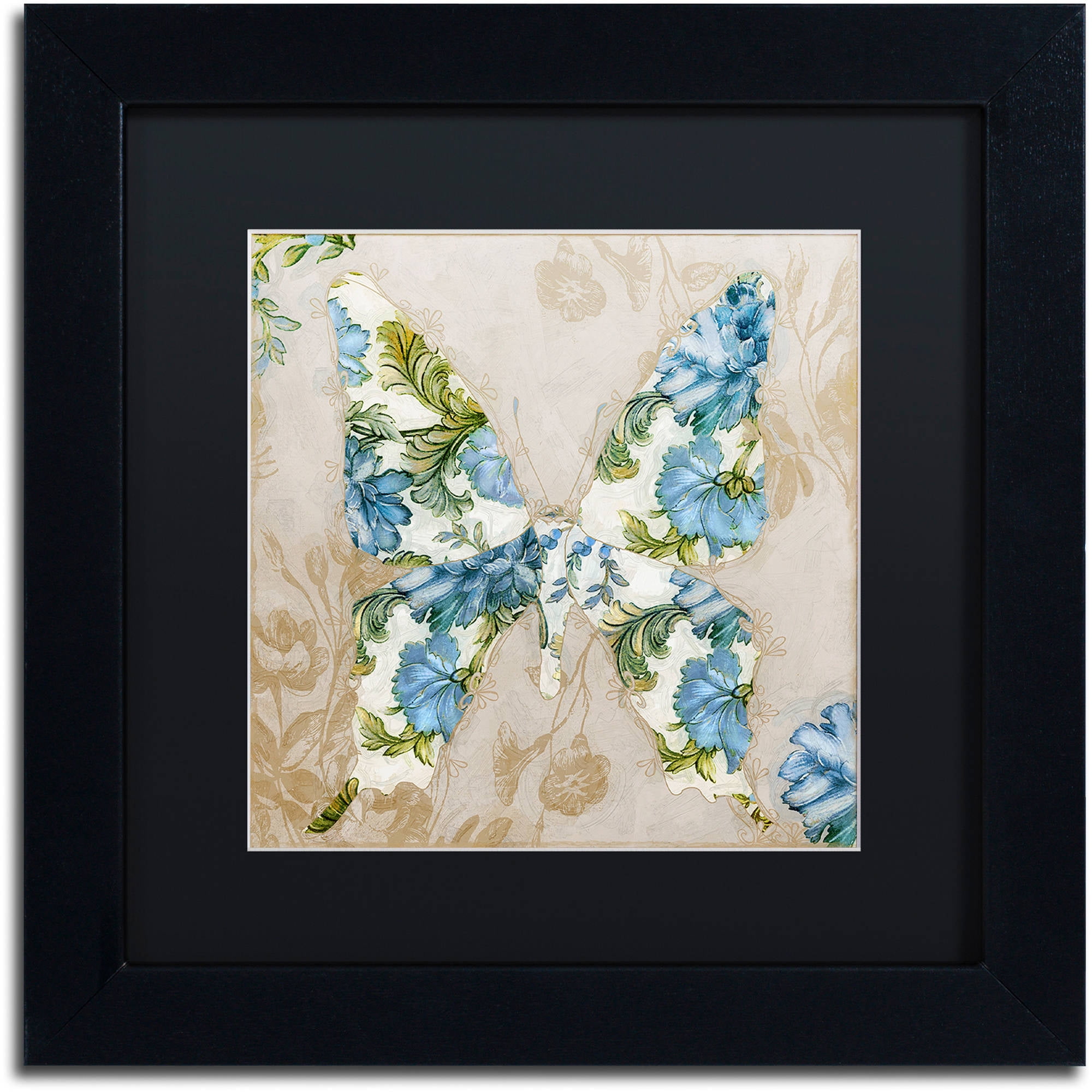 Trademark Fine Art "Winged Tapestry I" Canvas Art by Color Bakery Black Matte, Black Frame