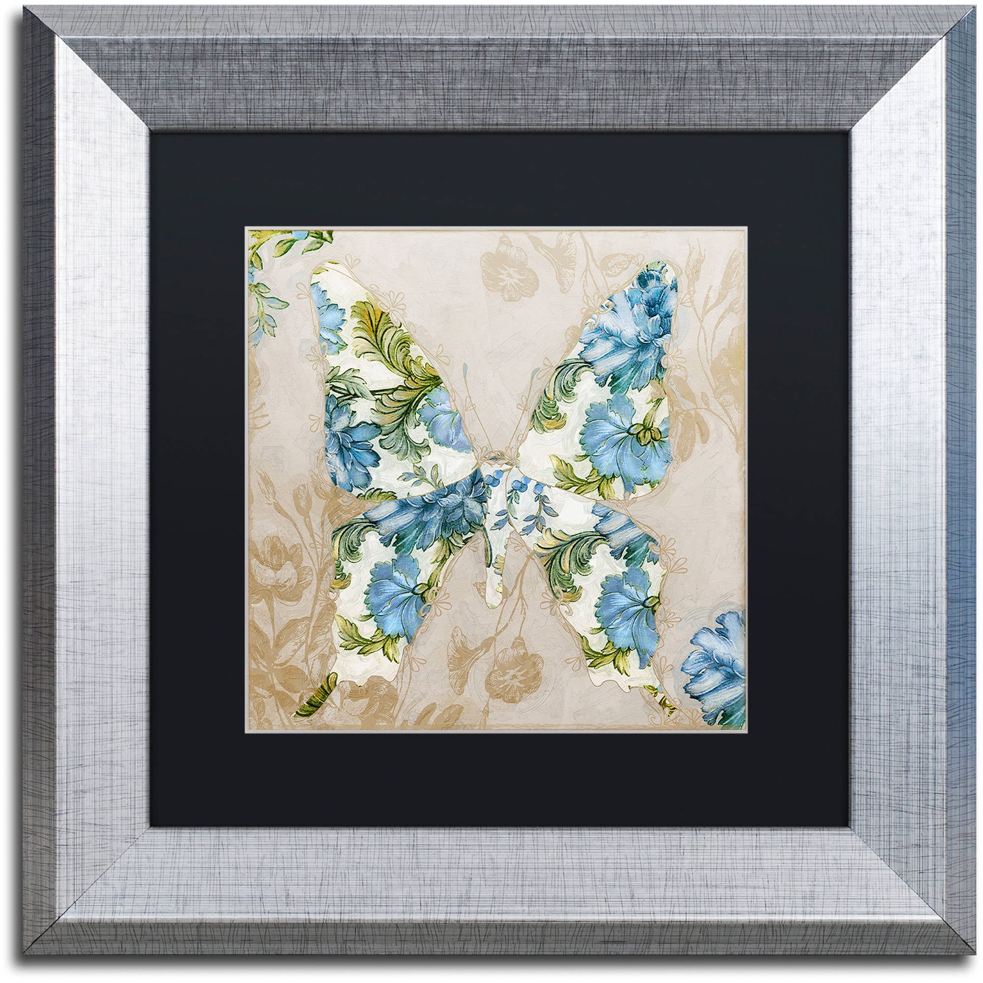 Trademark Fine Art "Winged Tapestry I" Canvas Art by Color Bakery Black Matte, Silver Frame