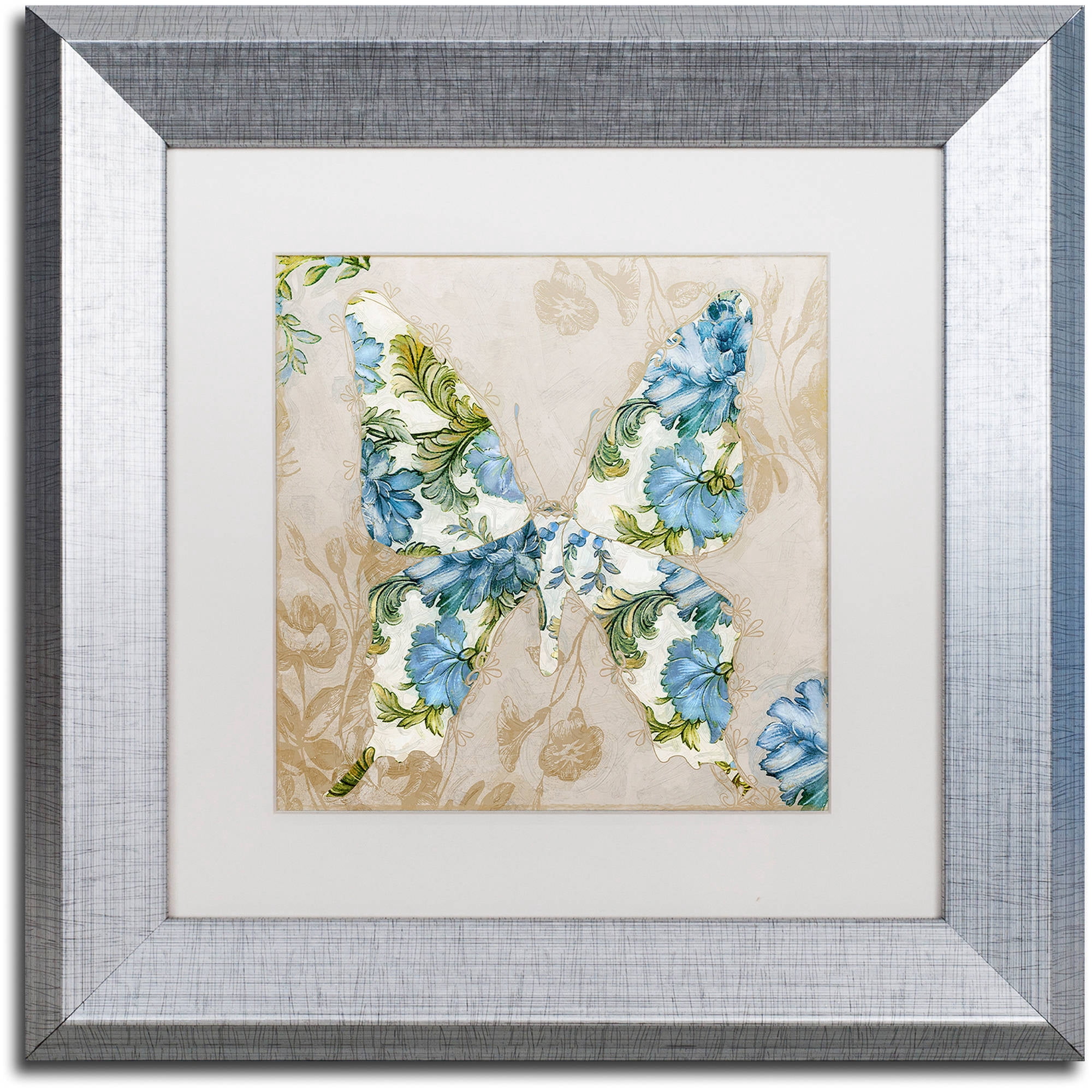 Trademark Fine Art "Winged Tapestry I" Canvas Art by Color Bakery White Matte, Silver Frame