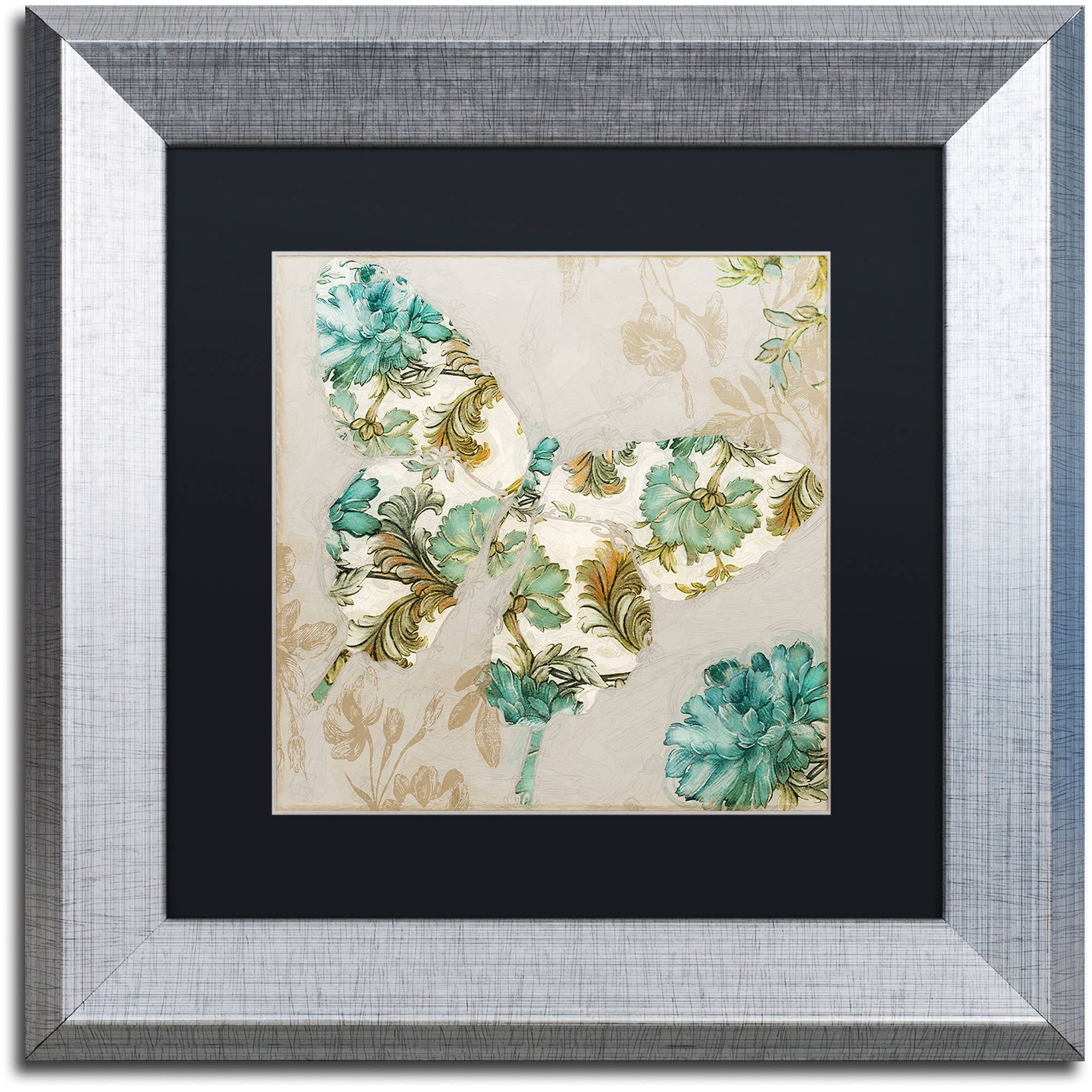 Trademark Fine Art "Winged Tapestry II" Canvas Art by Color Bakery Black Matte, Silver Frame