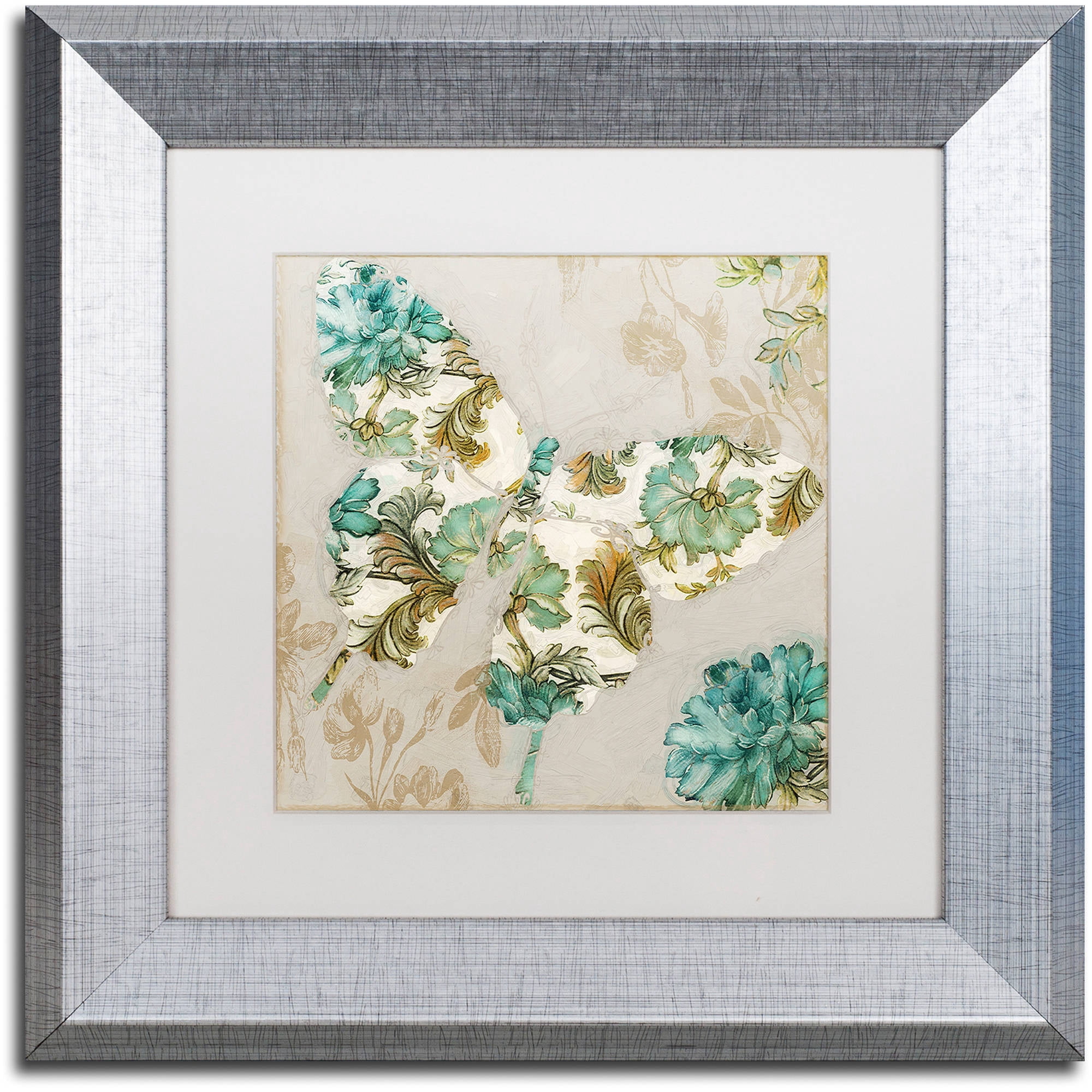 Trademark Fine Art "Winged Tapestry II" Canvas Art by Color Bakery White Matte, Silver Frame