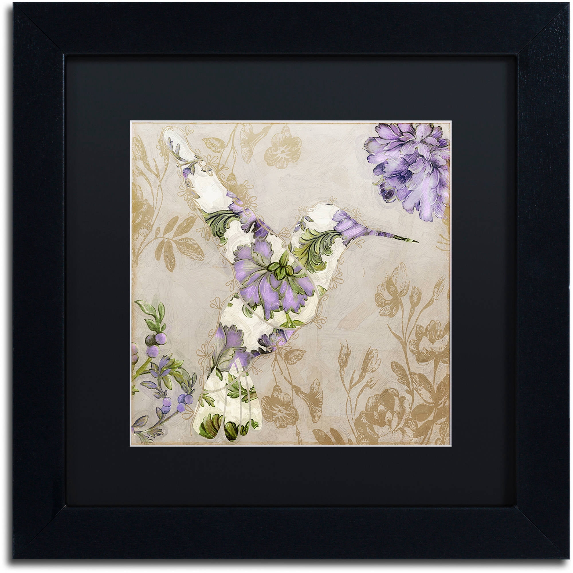 Trademark Fine Art "Winged Tapestry IV" Canvas Art by Color Bakery Black Matte, Black Frame