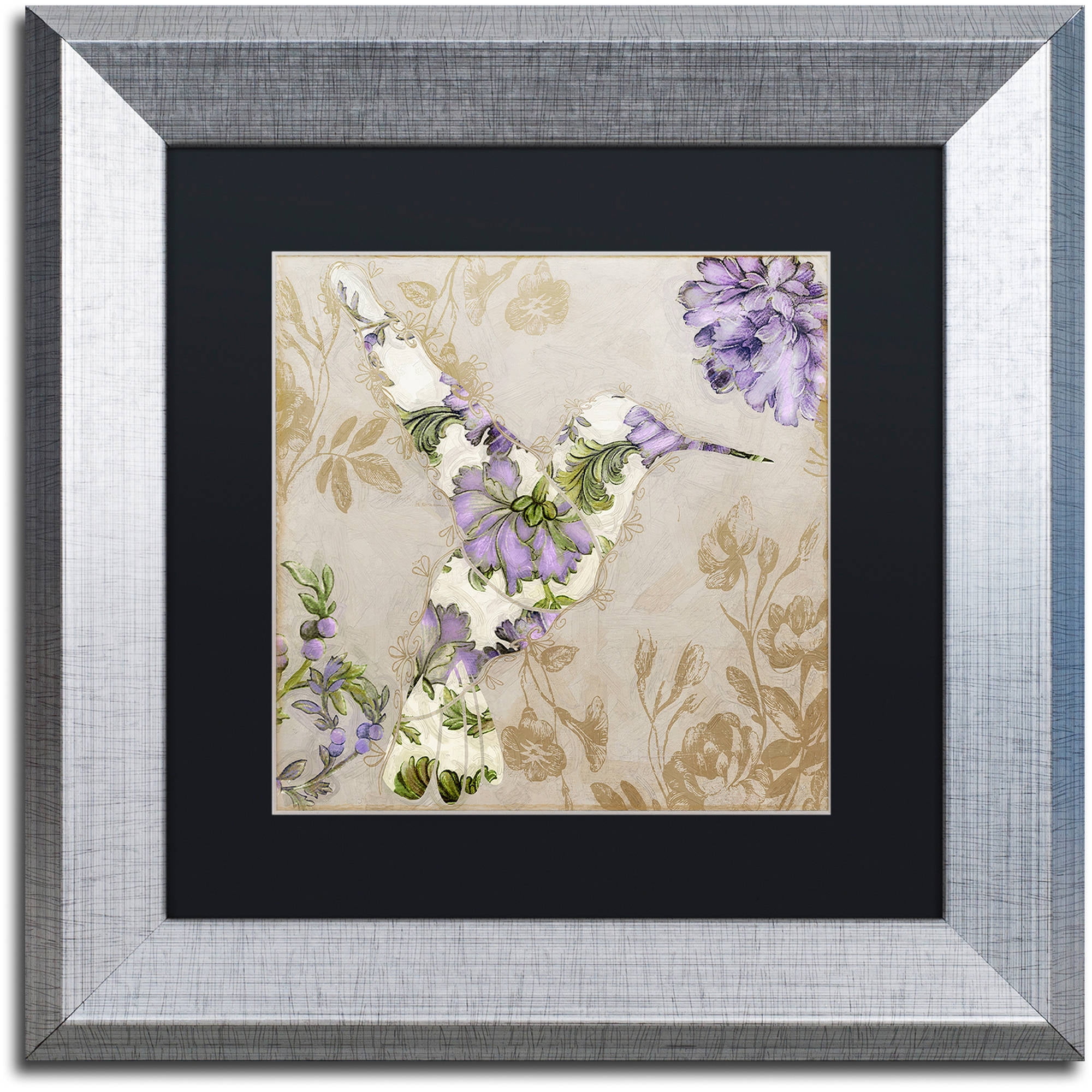 Trademark Fine Art "Winged Tapestry IV" Canvas Art by Color Bakery Black Matte, Silver Frame