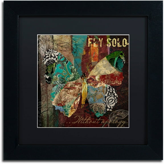 Trademark Fine Art "Winging It I" Canvas Art by Color Bakery Black Matte, Black Frame