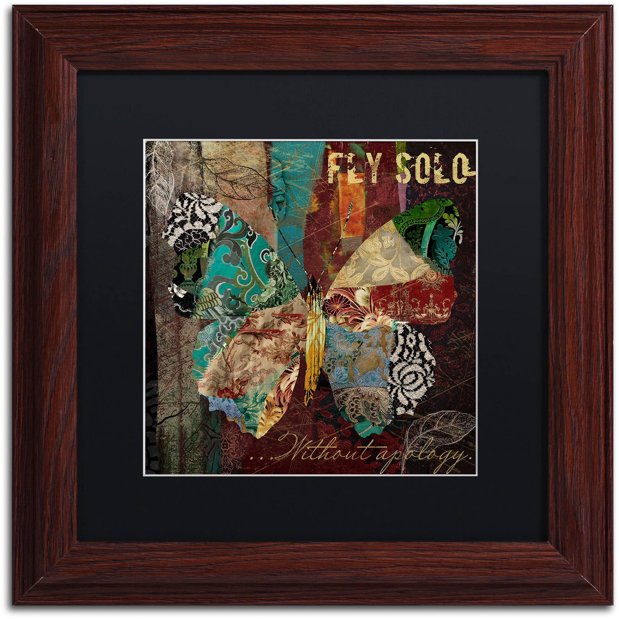 Trademark Fine Art "Winging It I" Canvas Art by Color Bakery Black Matte, Wood Frame