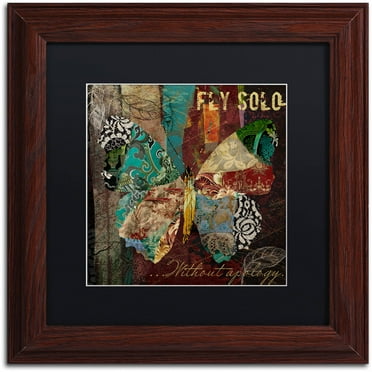 Trademark Fine Art "Winging It I" Canvas Art by Color Bakery Black Matte, Wood Frame