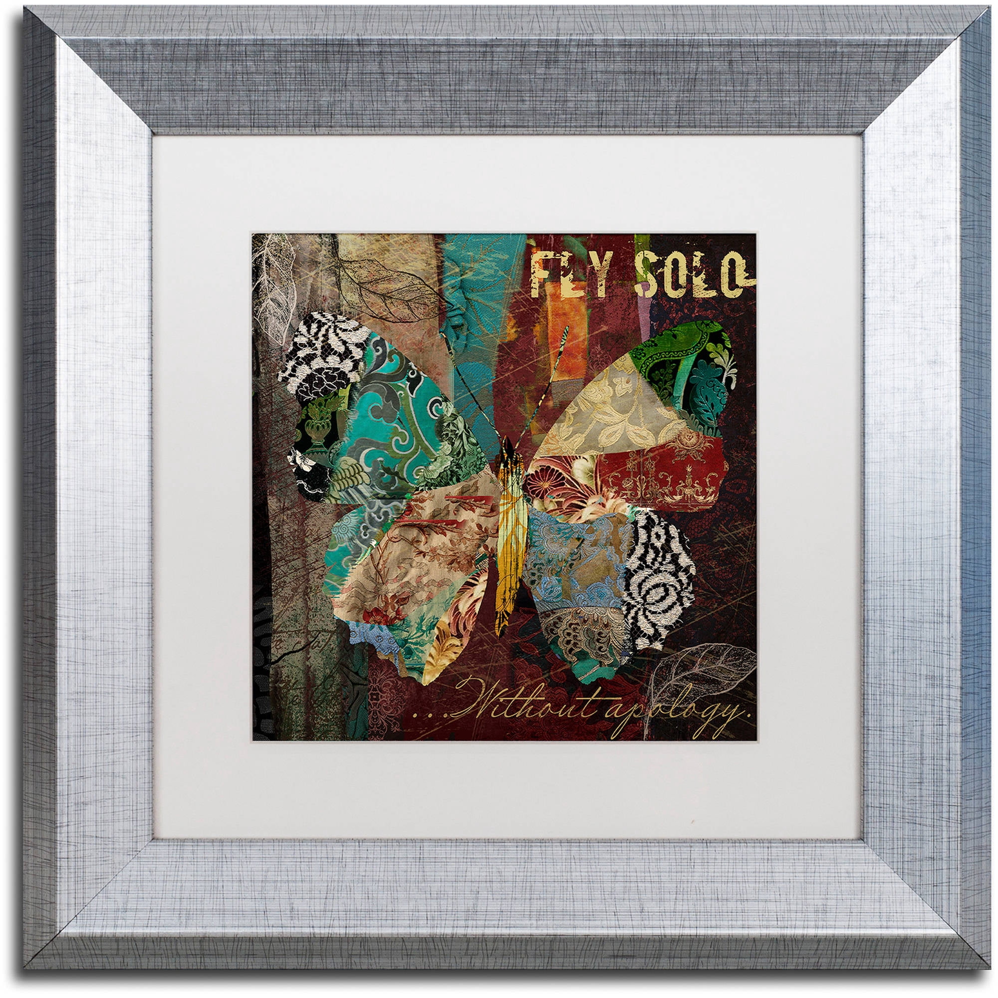 Trademark Fine Art "Winging It I" Canvas Art by Color Bakery White Matte, Silver Frame