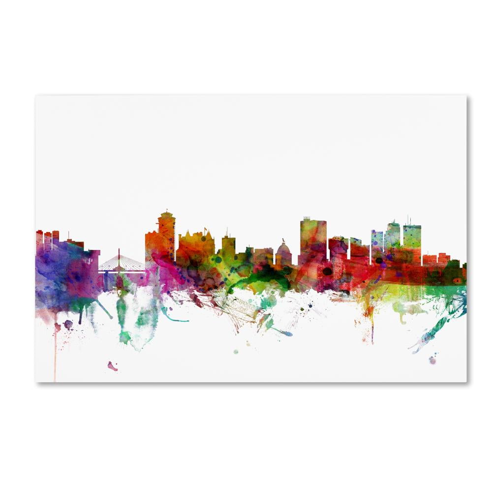 Trademark Fine Art "Winnipeg Canada Skyline" Canvas Art by Michael Tompsett