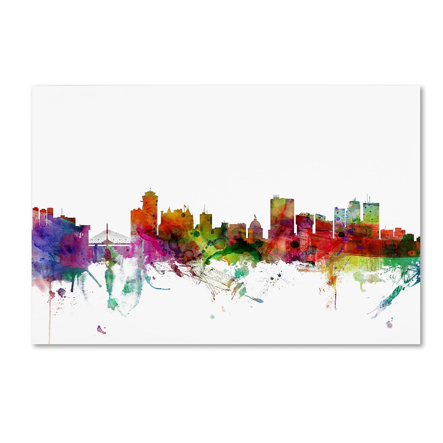 Trademark Fine Art "Winnipeg Canada Skyline" Canvas Art by Michael Tompsett