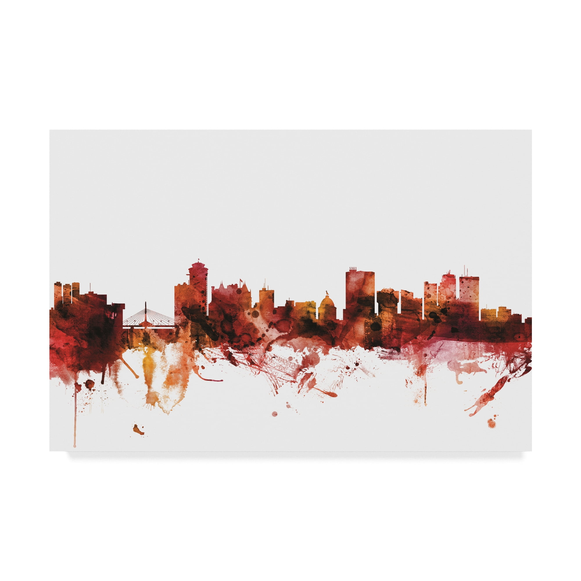 Trademark Fine Art 'Winnipeg Canada Skyline Red' Canvas Art by Michael Tompsett