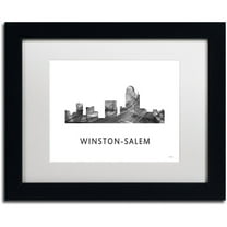 Trademark Fine Art 'Winston-Salem NC Skyline WB-BW' Canvas Art by Marlene Watson, White Matte, Black Frame