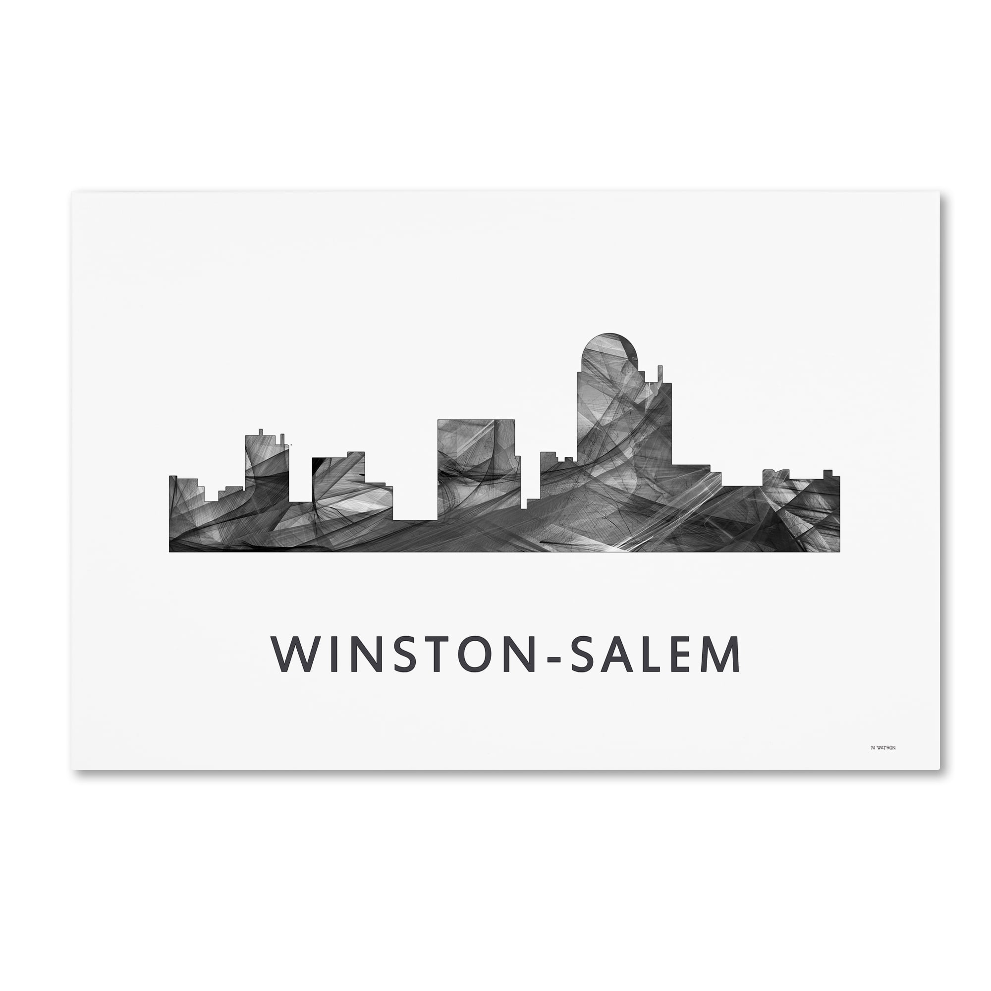 Trademark Fine Art 'Winston-Salem NC Skyline WB-BW' Canvas Art by Marlene Watson