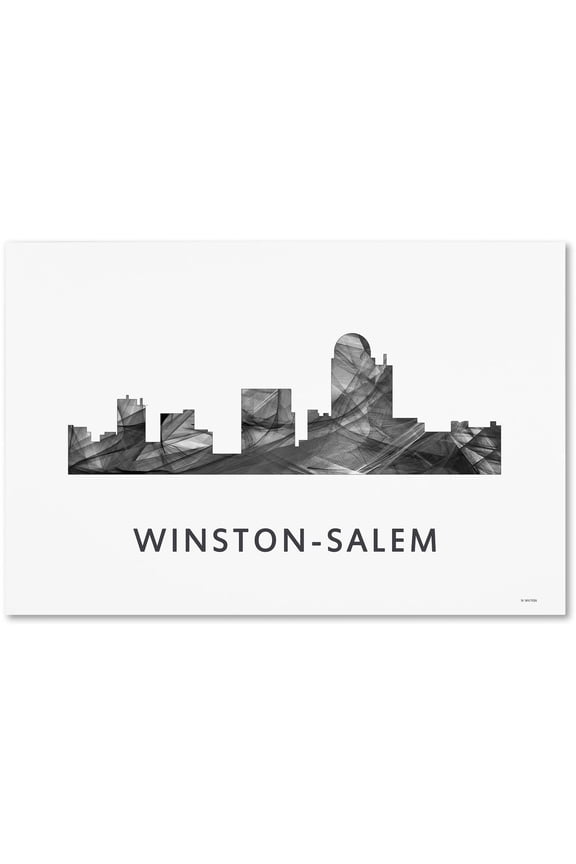 'Winston-Salem NC Skyline WB-BW' Canvas Art by Marlene Watson