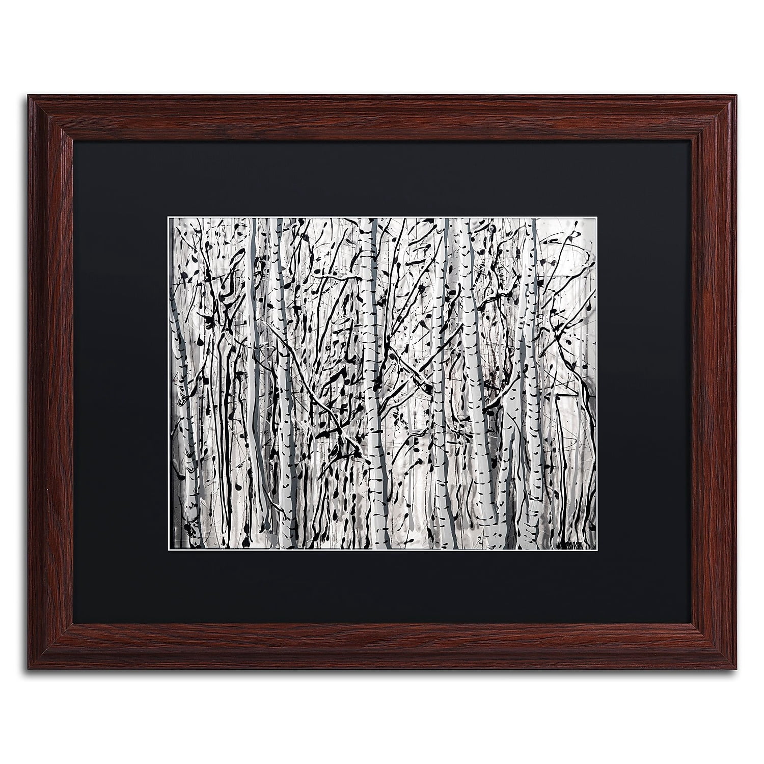 Trademark Fine Art "Winter Aspens" Canvas Art by Roderick Stevens Black Mat, Wood Frame