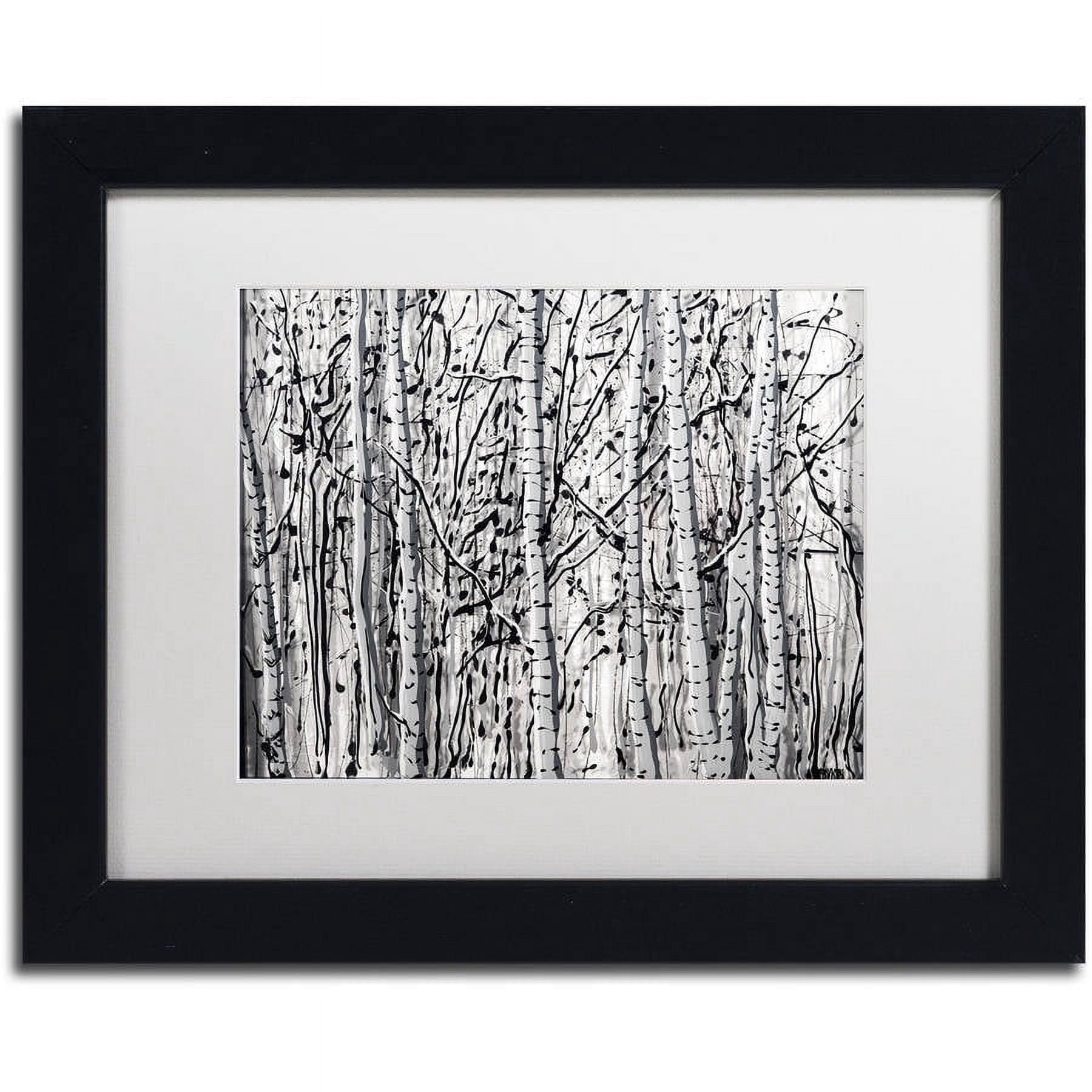 Trademark Fine Art "Winter Aspens" Canvas Art by Roderick Stevens White Mat, Black Frame
