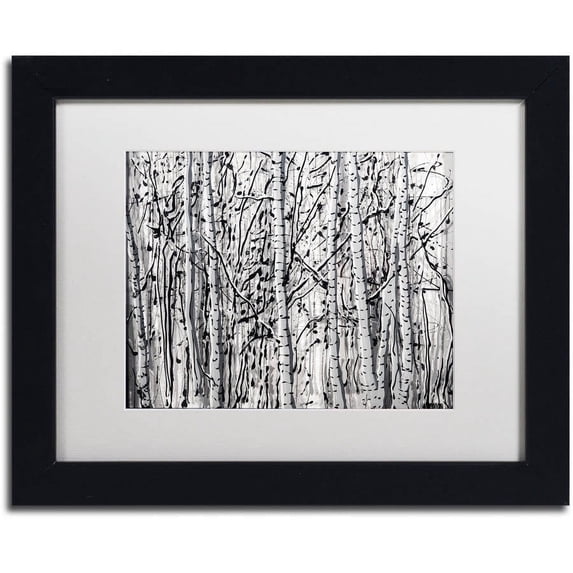 Trademark Fine Art "Winter Aspens" Canvas Art by Roderick Stevens White Mat, Black Frame