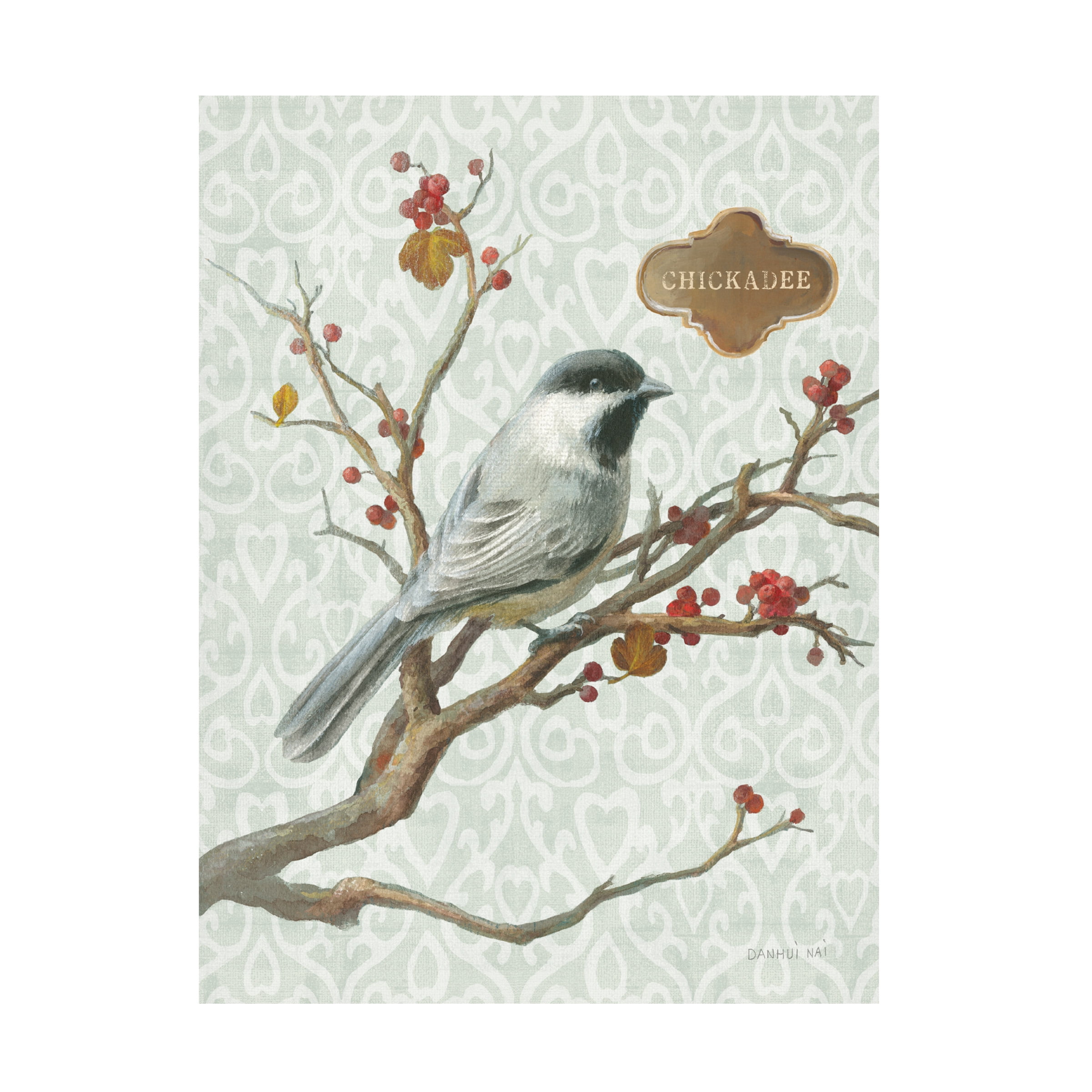 Trademark Fine Art 'Winter Bird Chickadee' Canvas Art by Danhui Nai