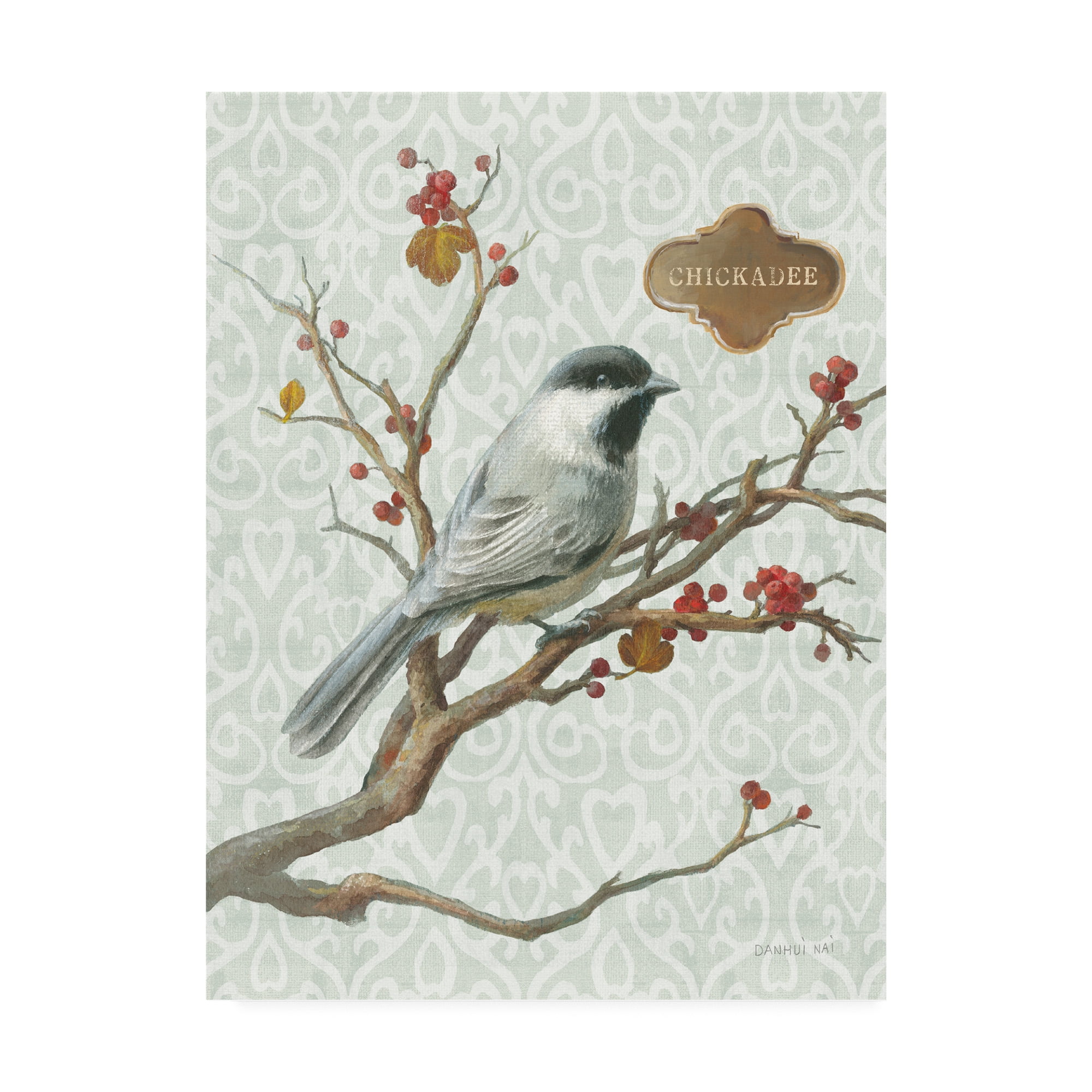 Trademark Fine Art 'Winter Bird Chickadee' Canvas Art by Danhui Nai