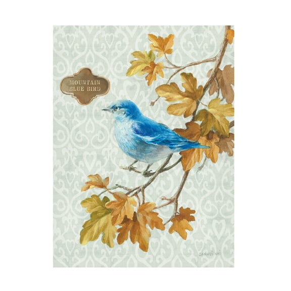 Trademark Fine Art 'Winter Bird Mountain Blue Bird' Canvas Art by Danhui Nai