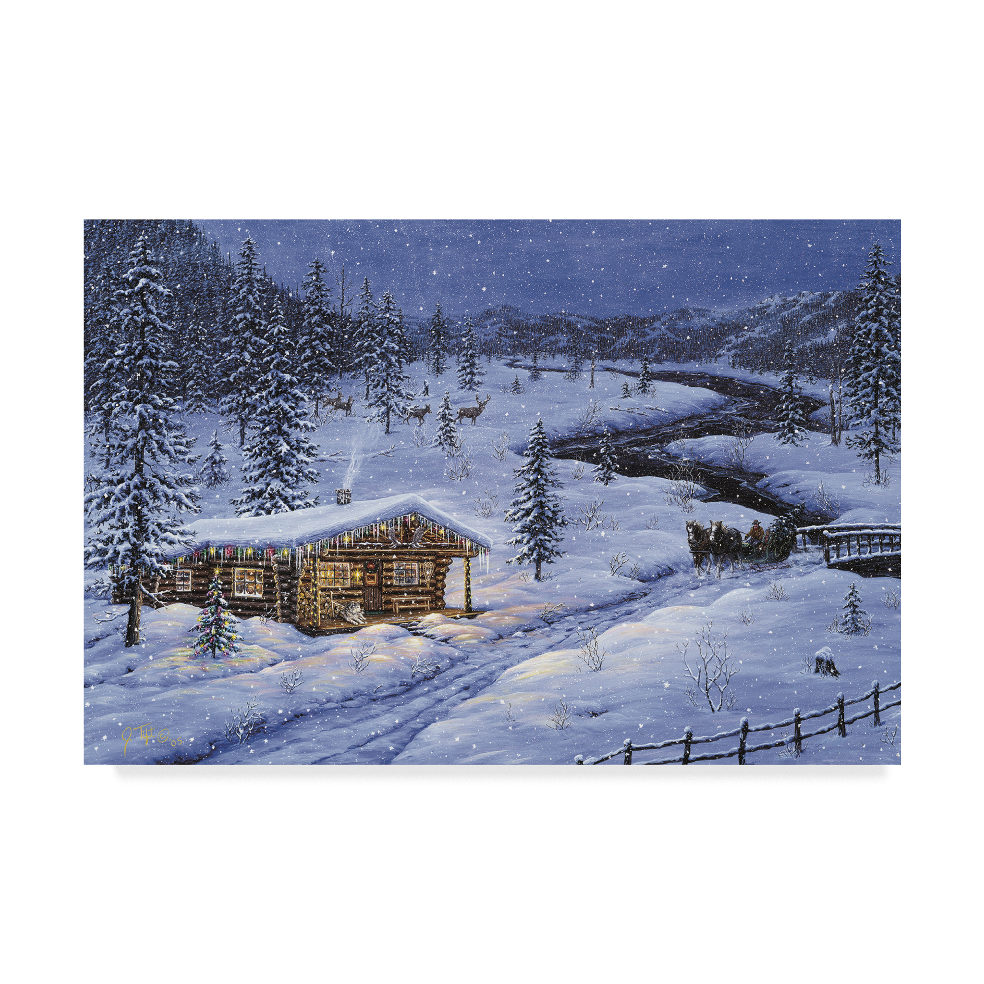 Trademark Fine Art 'Winter Cabin' Canvas Art by Jeff Tift