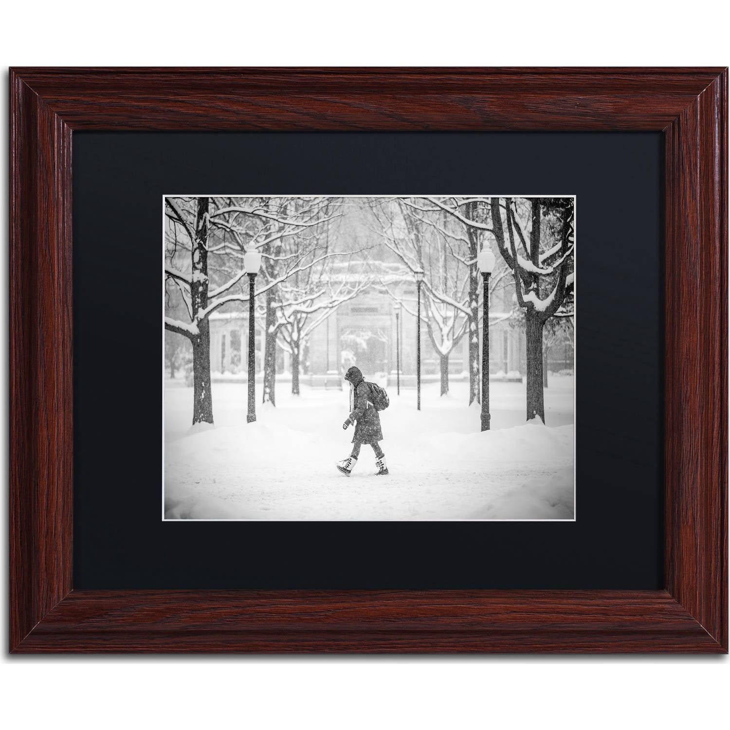 Trademark Fine Art "Winter Campus" Canvas Art by Jason Shaffer, Black Matte, Wood Frame