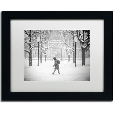 Trademark Fine Art "Winter Campus" Canvas Art by Jason Shaffer, White Matte, Black Frame