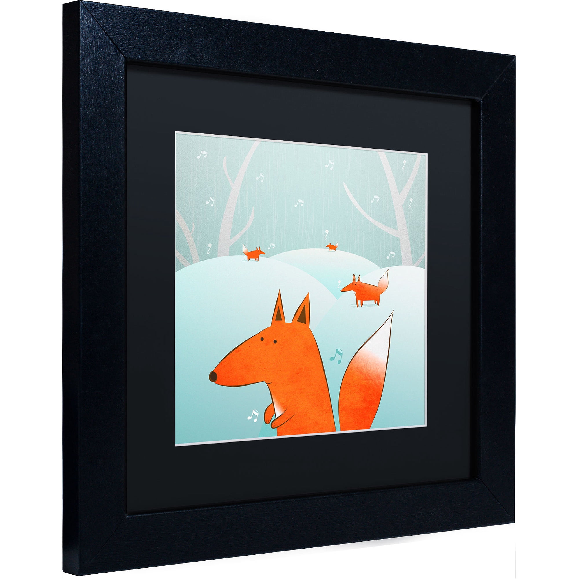 Trademark Fine Art "Winter Foxes" Canvas Art by Carla Martell, Black Matte, Black Frame