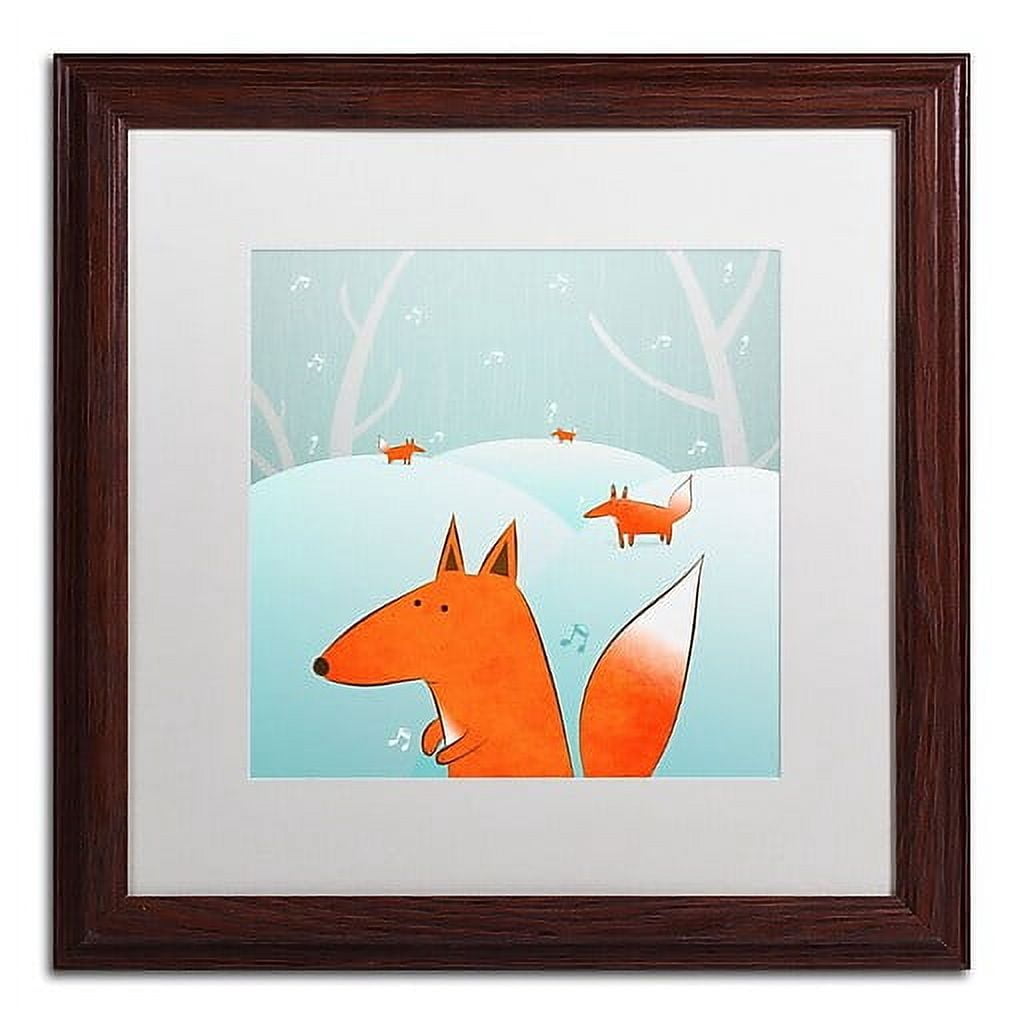 Trademark Fine Art "Winter Foxes" Canvas Art by Carla Martell, White Matte, Wood Frame