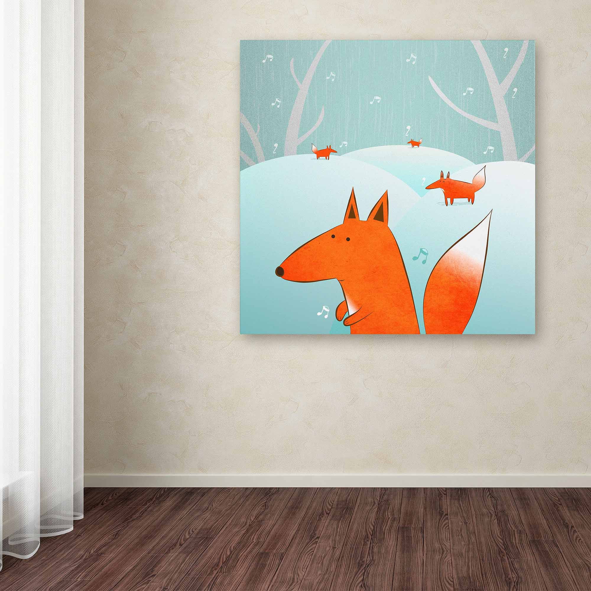 Winter Foxes Landscape Canvas Art for Kids Nursery