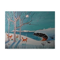 Trademark Fine Art 'Winter Foxes Orange' Canvas Art by Angie Livingstone
