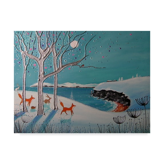 Trademark Fine Art 'Winter Foxes Orange' Canvas Art by Angie Livingstone