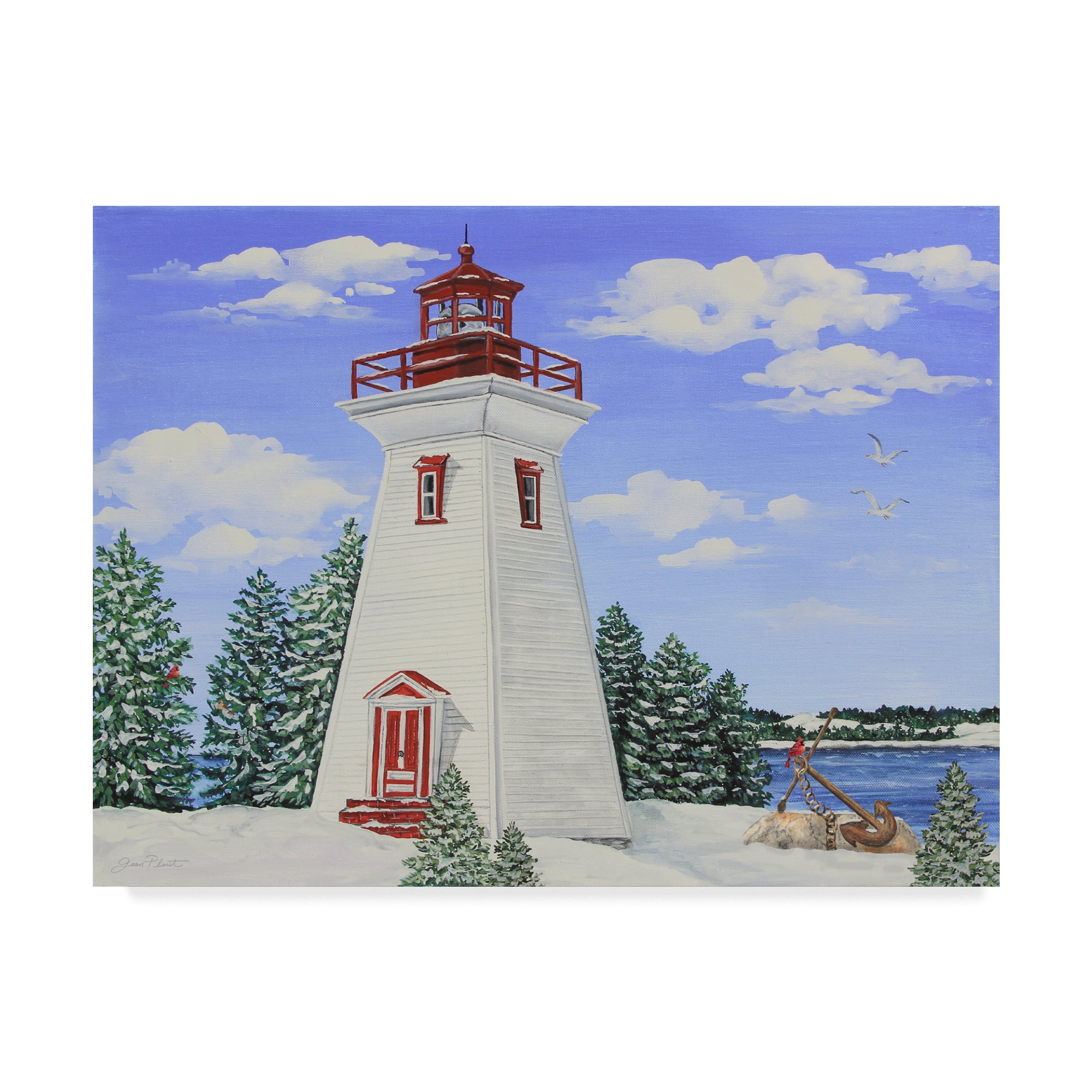 Trademark Fine Art 'Winter Lighthouse 1' Canvas Art by Jean Plout