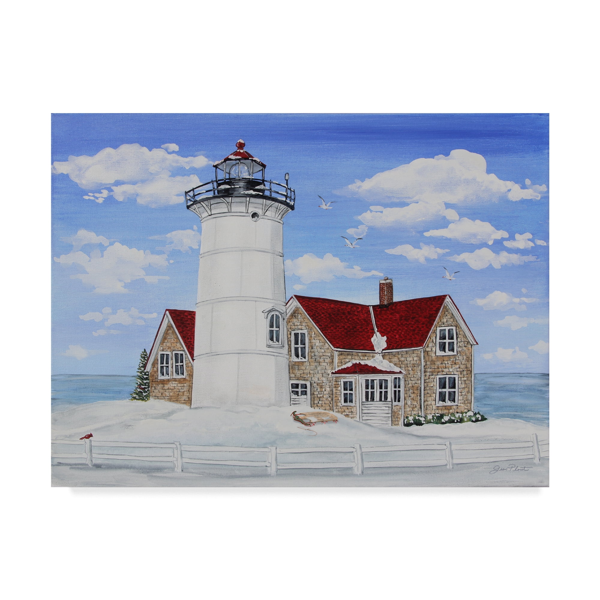 Trademark Fine Art 'Winter Lighthouse 2' Canvas Art by Jean Plout