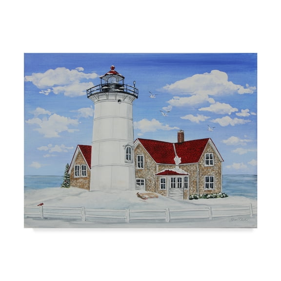 Trademark Fine Art 'Winter Lighthouse 2' Canvas Art by Jean Plout