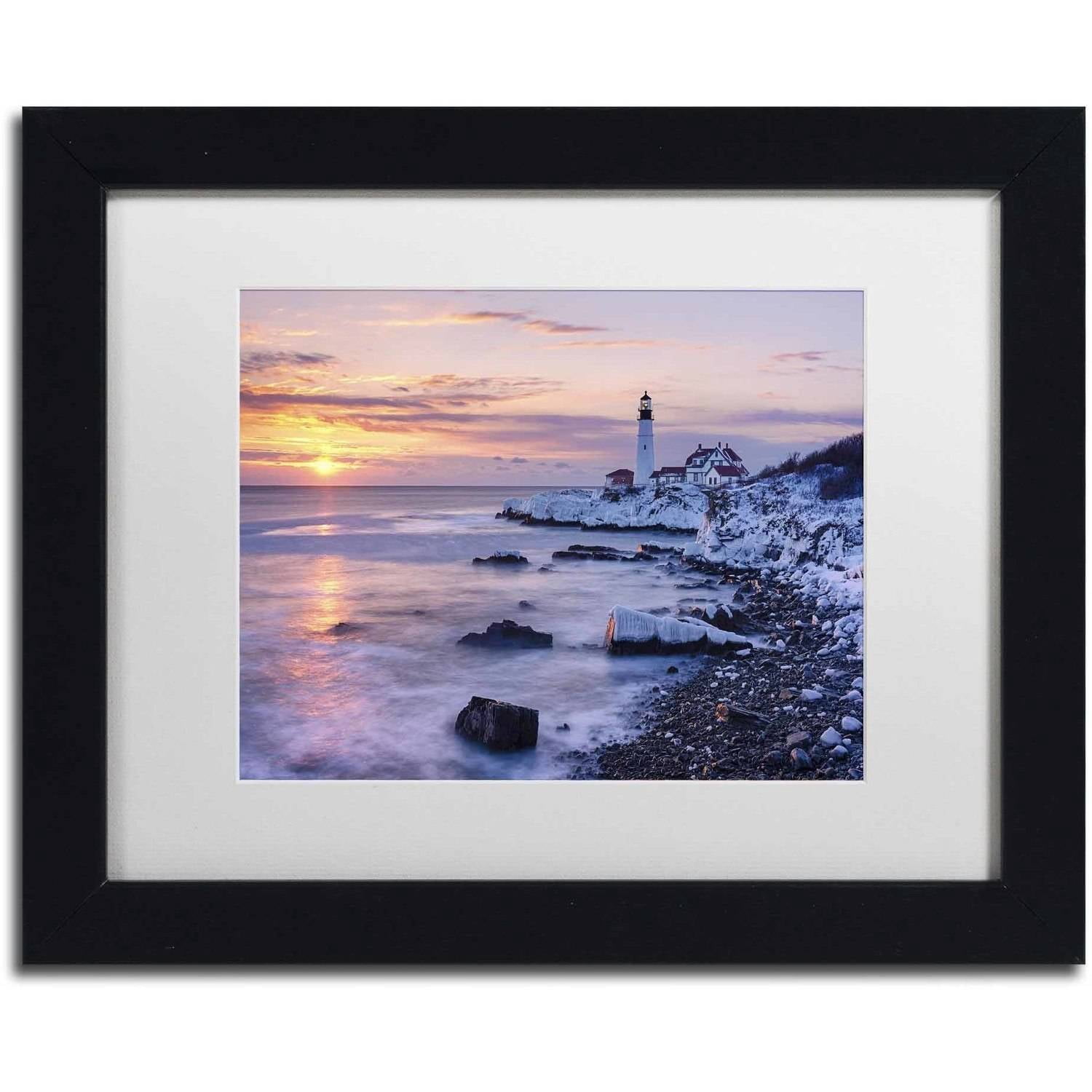 Trademark Fine Art 'Winter Lights' Canvas Art by Michael Blanchette Photography, White Matte, Black Frame
