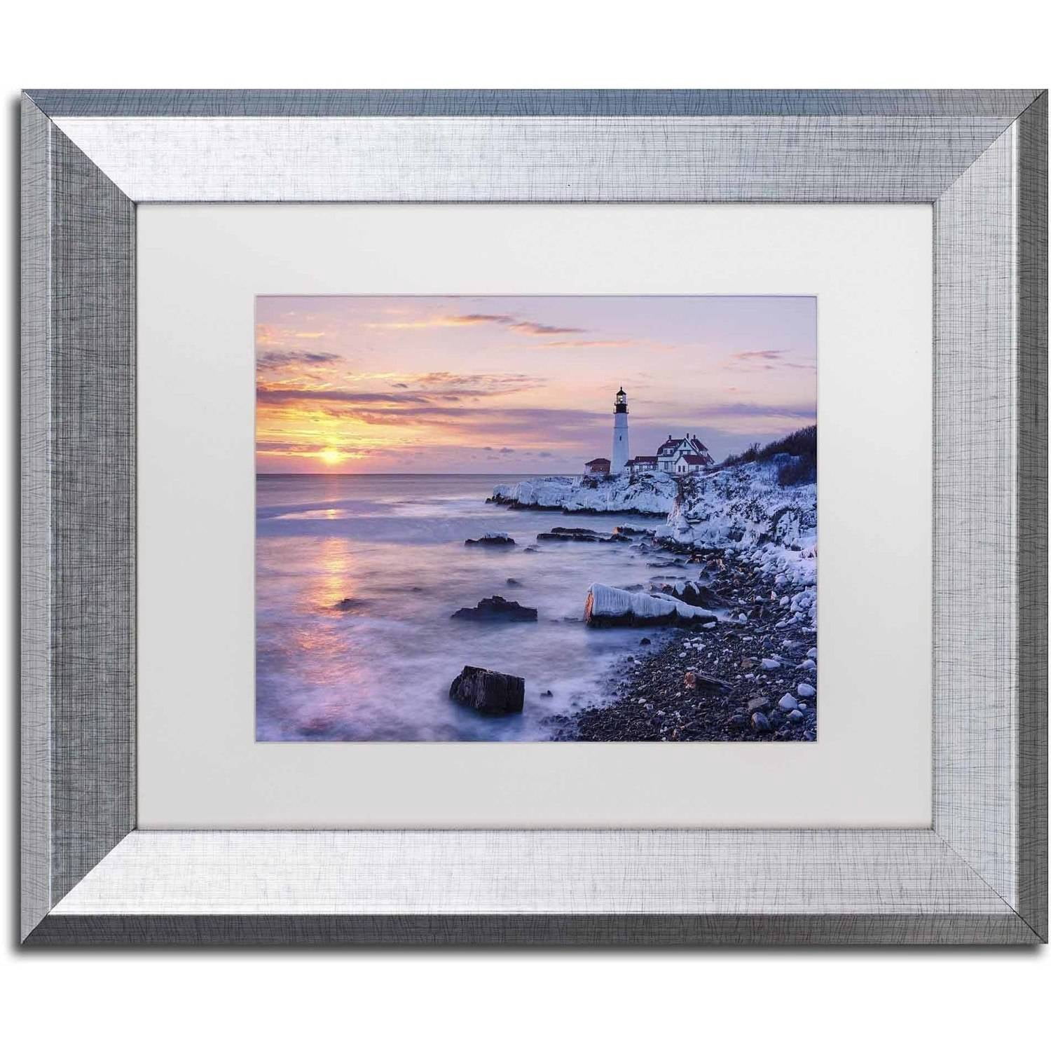 Trademark Fine Art 'Winter Lights' Canvas Art by Michael Blanchette Photography, White Matte, Silver Frame