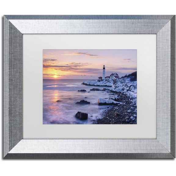 Trademark Fine Art 'Winter Lights' Canvas Art by Michael Blanchette Photography, White Matte, Silver Frame