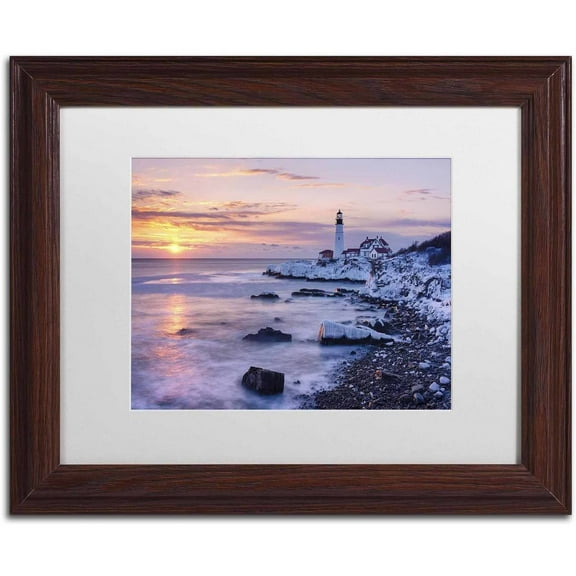 Trademark Fine Art 'Winter Lights' Canvas Art by Michael Blanchette Photography, White Matte, Wood Frame