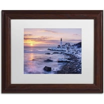 Trademark Fine Art 'Winter Lights' Canvas Art by Michael Blanchette Photography, White Matte, Wood Frame