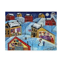 Trademark Fine Art 'Winter Moon Quilter Village' Canvas Art by Cheryl Bartley