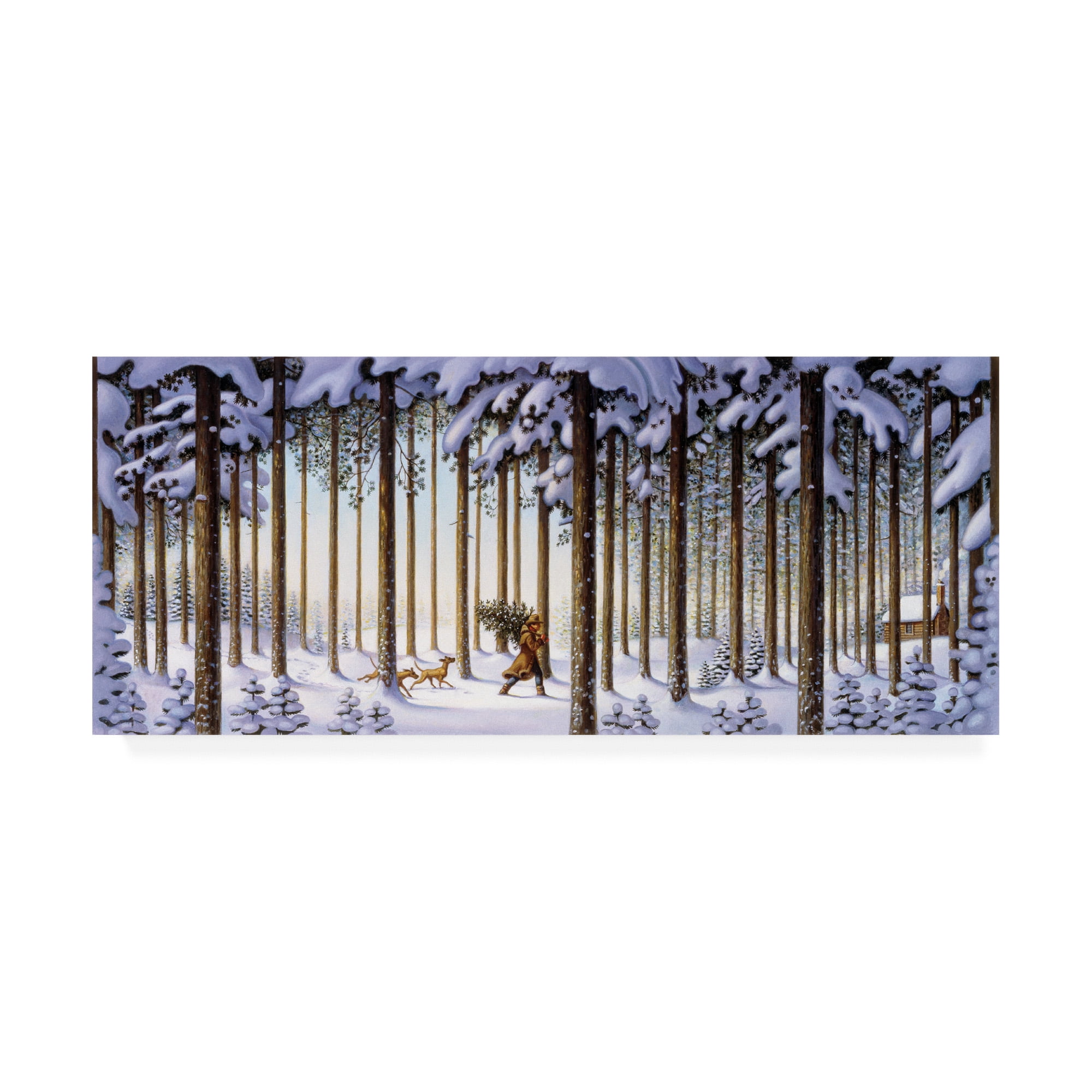 Trademark Fine Art 'Winter Scene Man With Tree' Canvas Art by Dan Craig