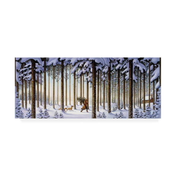 Trademark Fine Art 'Winter Scene Man With Tree' Canvas Art by Dan Craig