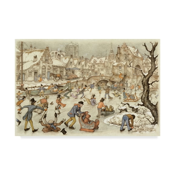 Trademark Fine Art 'Winter Town' Canvas Art by Anton Pieck