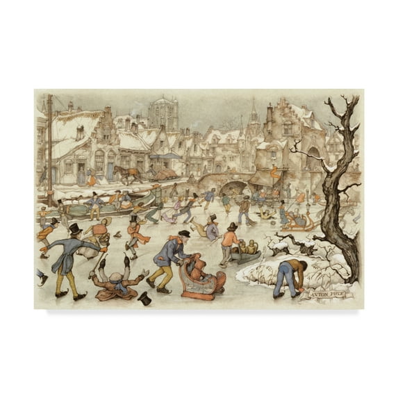 Trademark Fine Art 'Winter Town' Canvas Art by Anton Pieck