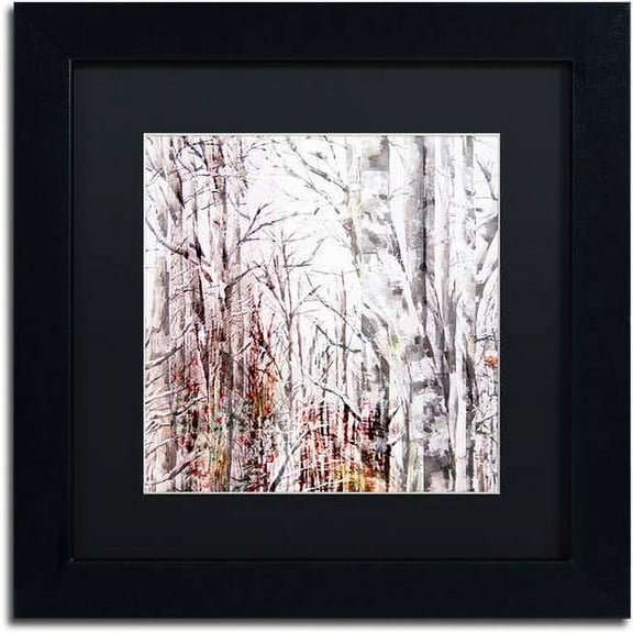 Trademark Fine Art "Winter Trees" Canvas Art by Lisa Powell Braun, Black Matte, Black Frame