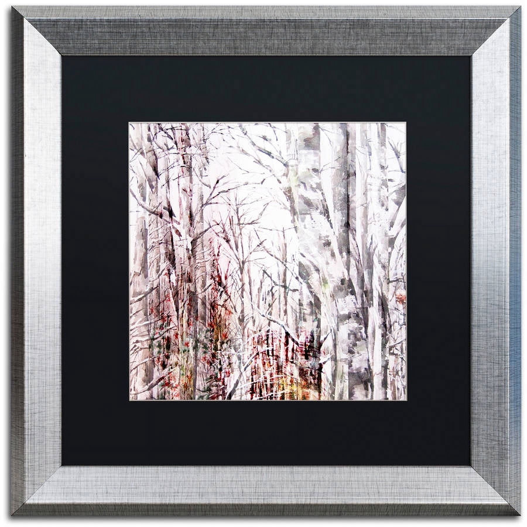 Trademark Fine Art "Winter Trees" Canvas Art by Lisa Powell Braun, Black Matte, Silver Frame